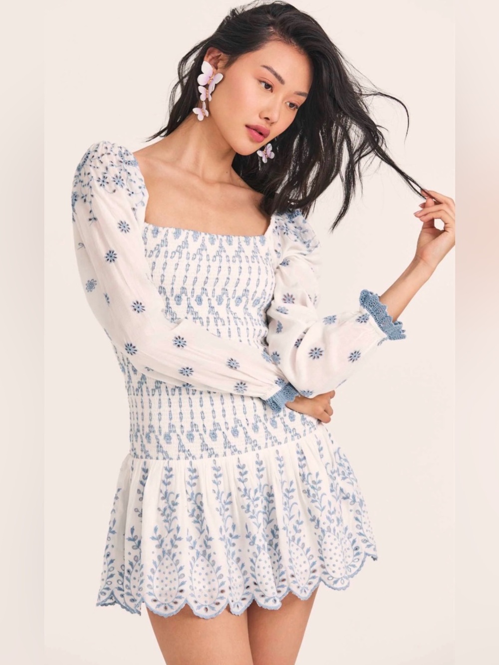 LoveShackFancy Jayce Dress in Ivory Shores